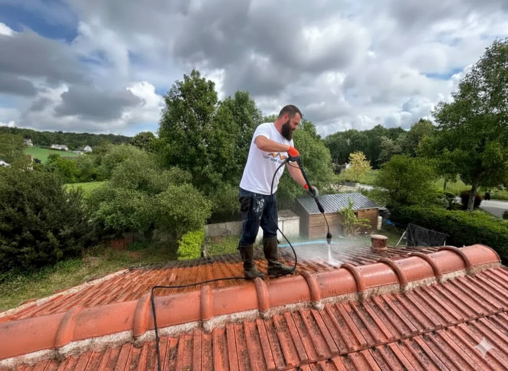 Toiture propre après démoussage et traitement par Top Renov Toiture